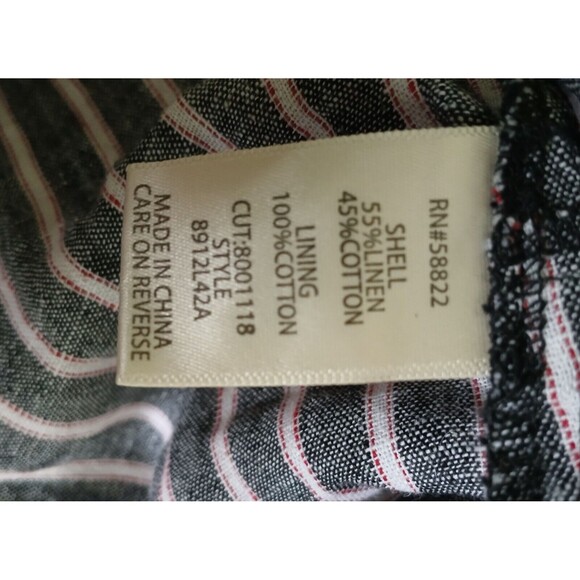 Wide Leg Linen Blend Jumpsuit Romper Sleeveless Pinstriped Pockets Wrap Belt XL - Picture 16 of 16